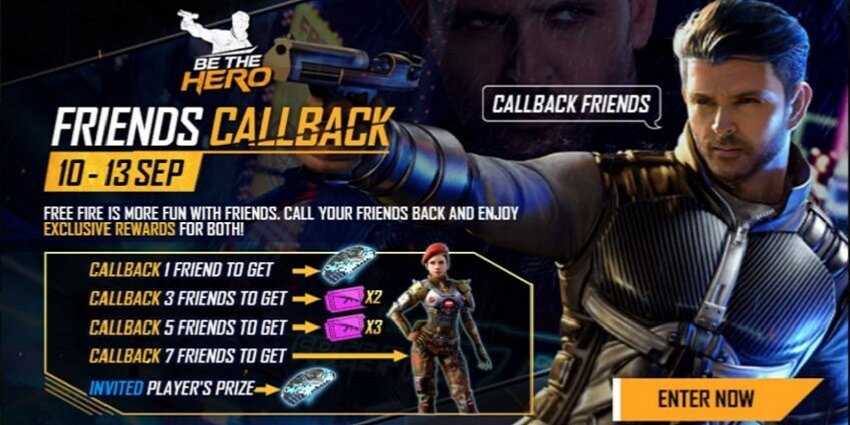 Free Fire Call Back Event