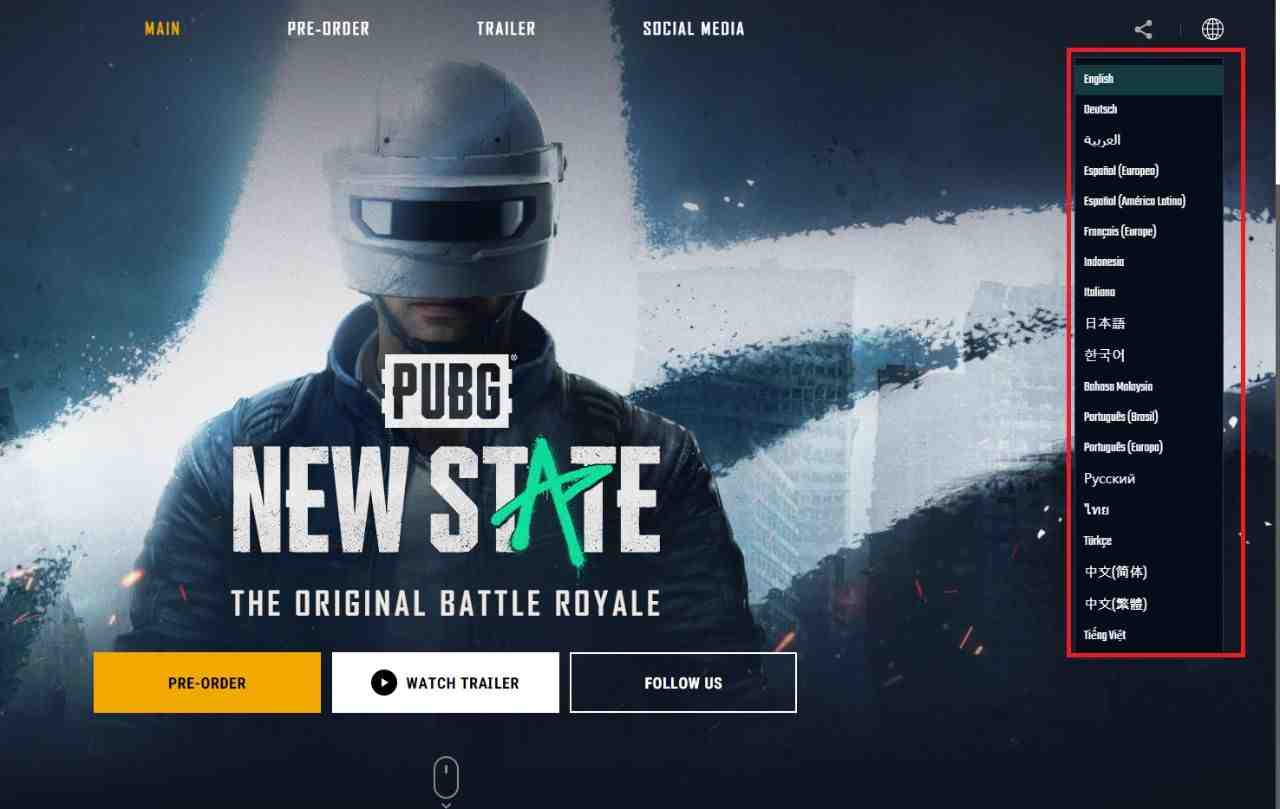 Hindi Version in the PUBG: New State Disabled