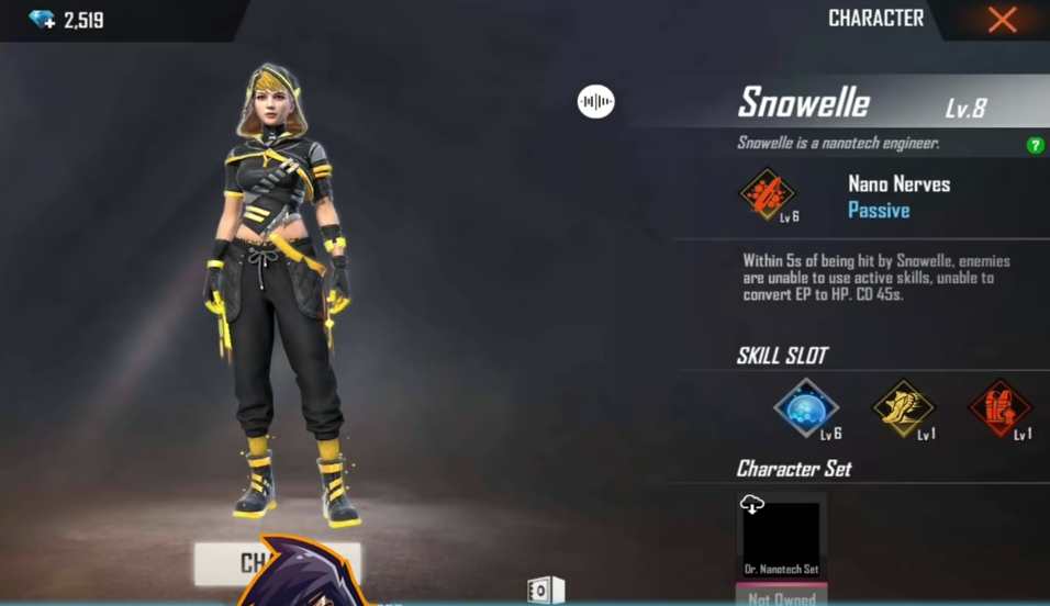 Snowelle Character in Free Fire OB28 Update