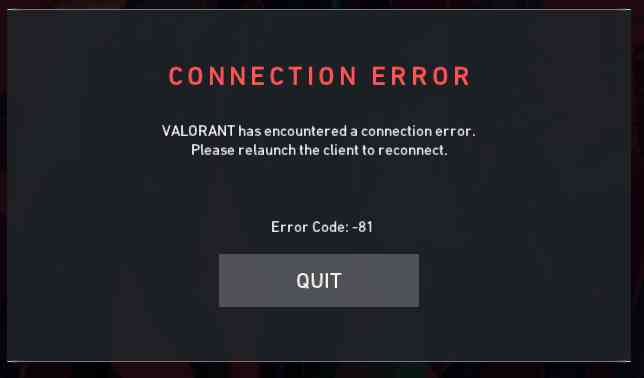 Valorant Error Code Van 81