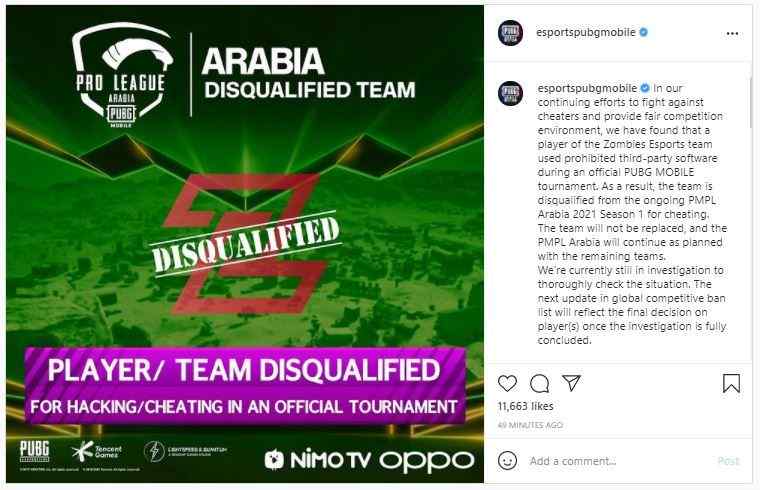 Team Zombies Disqualified from PMPL Arabia