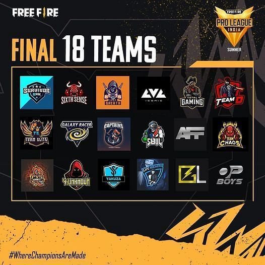 FF PRO LEAGUE TEAMS