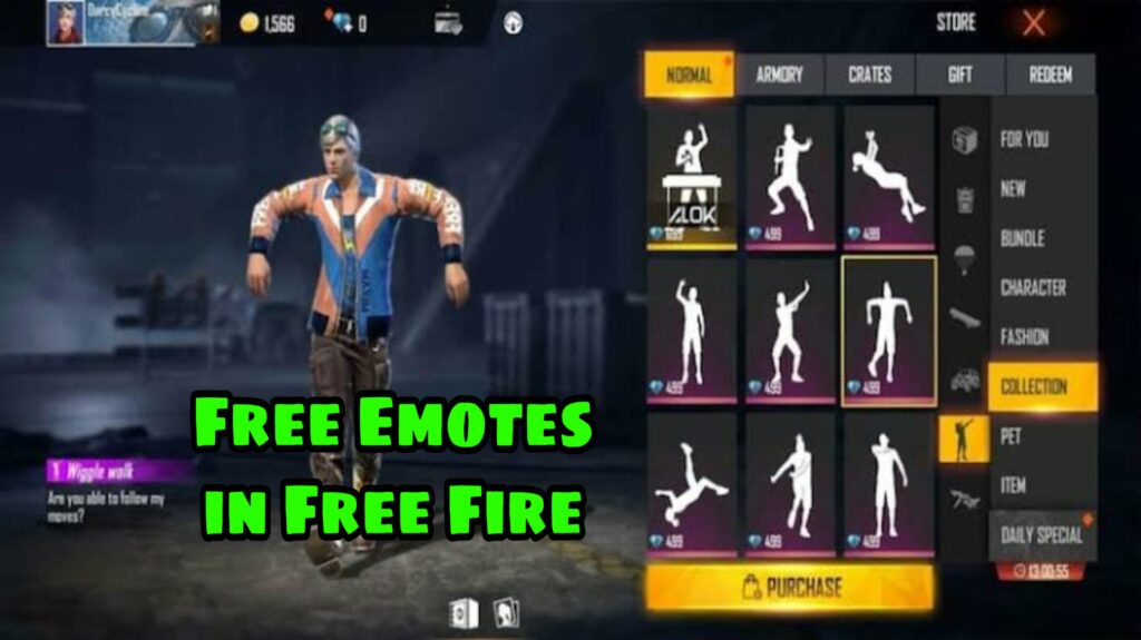 Buy Emote in Free Fire
