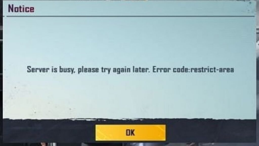 BGMI Server Busy Error