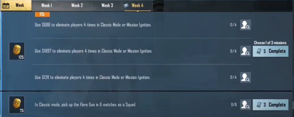 BGMI Week 4 Missions: M2 Royale Pass Missions