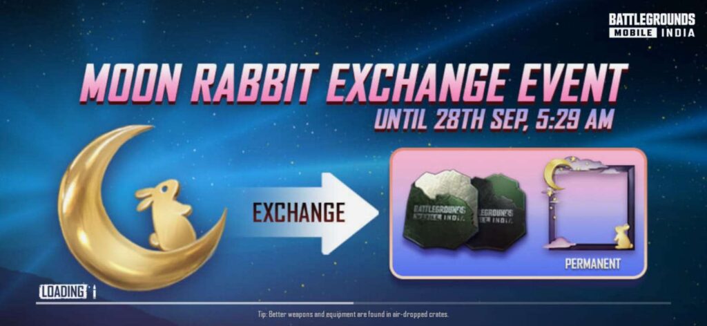 New Moon Rabbit Exchange Event in BGMI: Free Avatar Frame