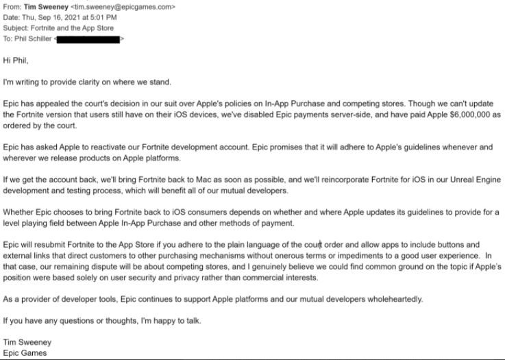 tim sweeney's letter to apple