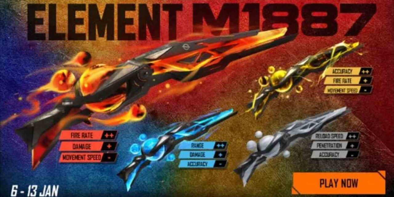 Free Fire M1887 Elemental Skin: How to Get 4 Legendary Gun Skins?