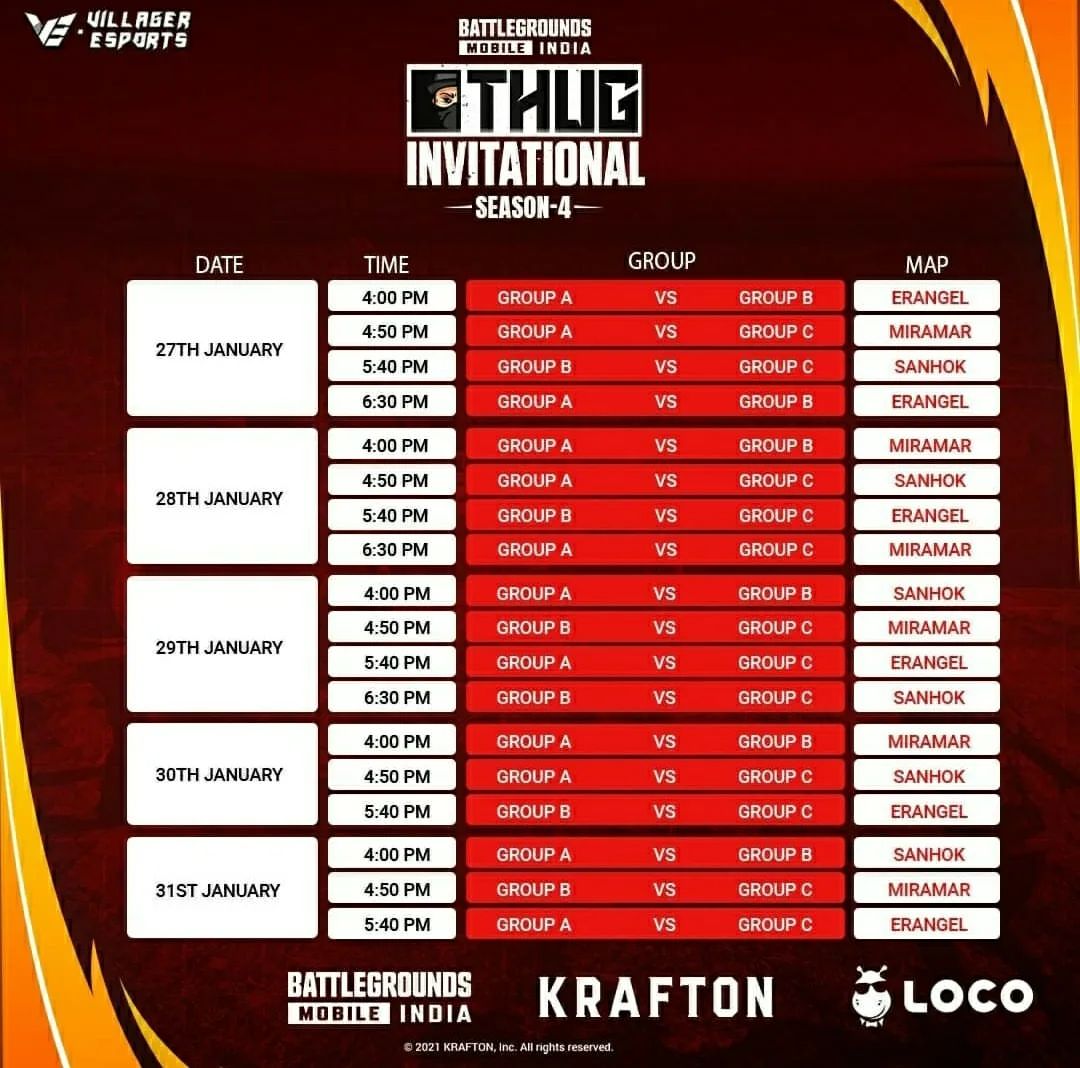 Thug  Invitational Season 4 Schedule