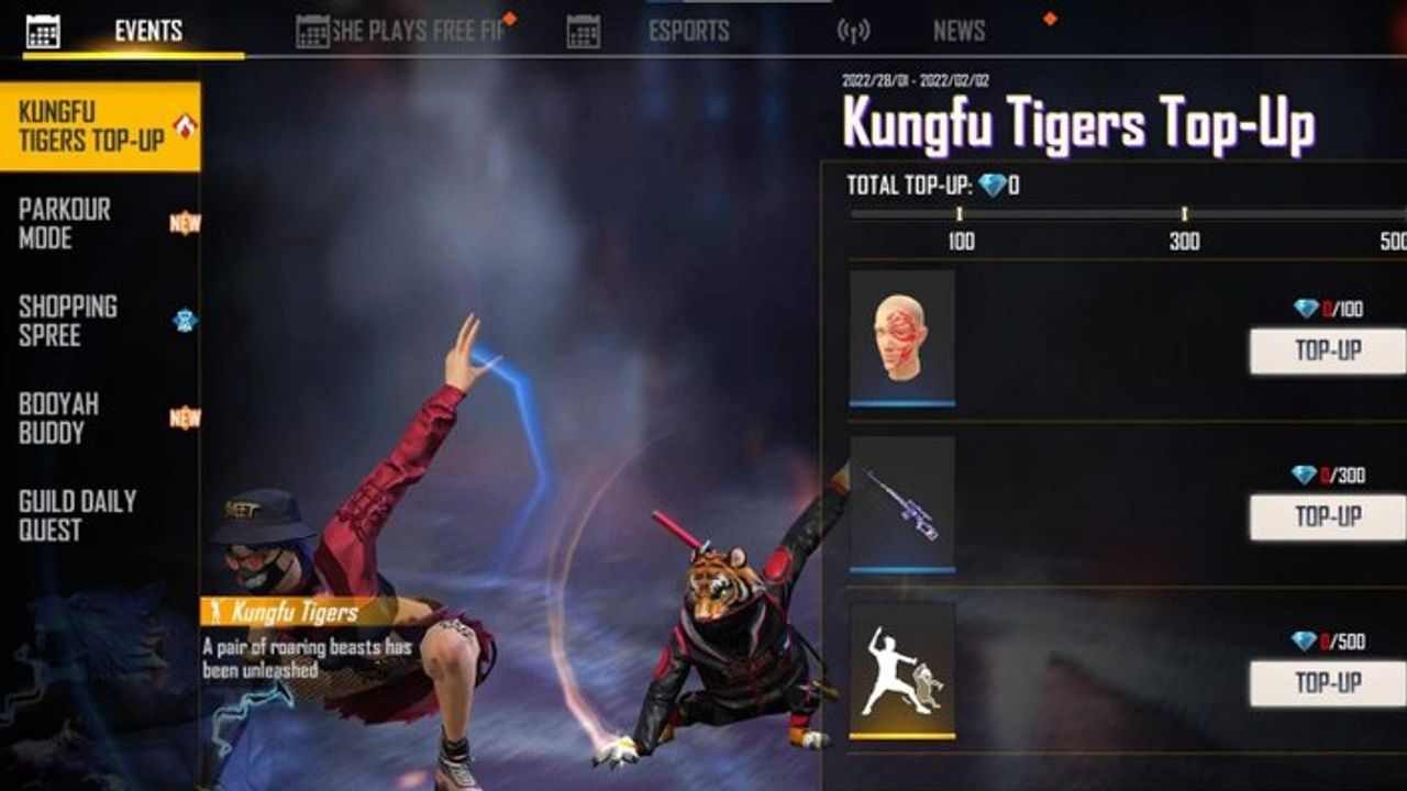 Free Fire Kungfu Tigers Top Up: Get Legendary Kungfu Tiger Emote!