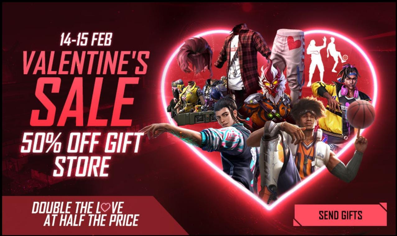 Free Fire Valentine Sale (50% off gift store)