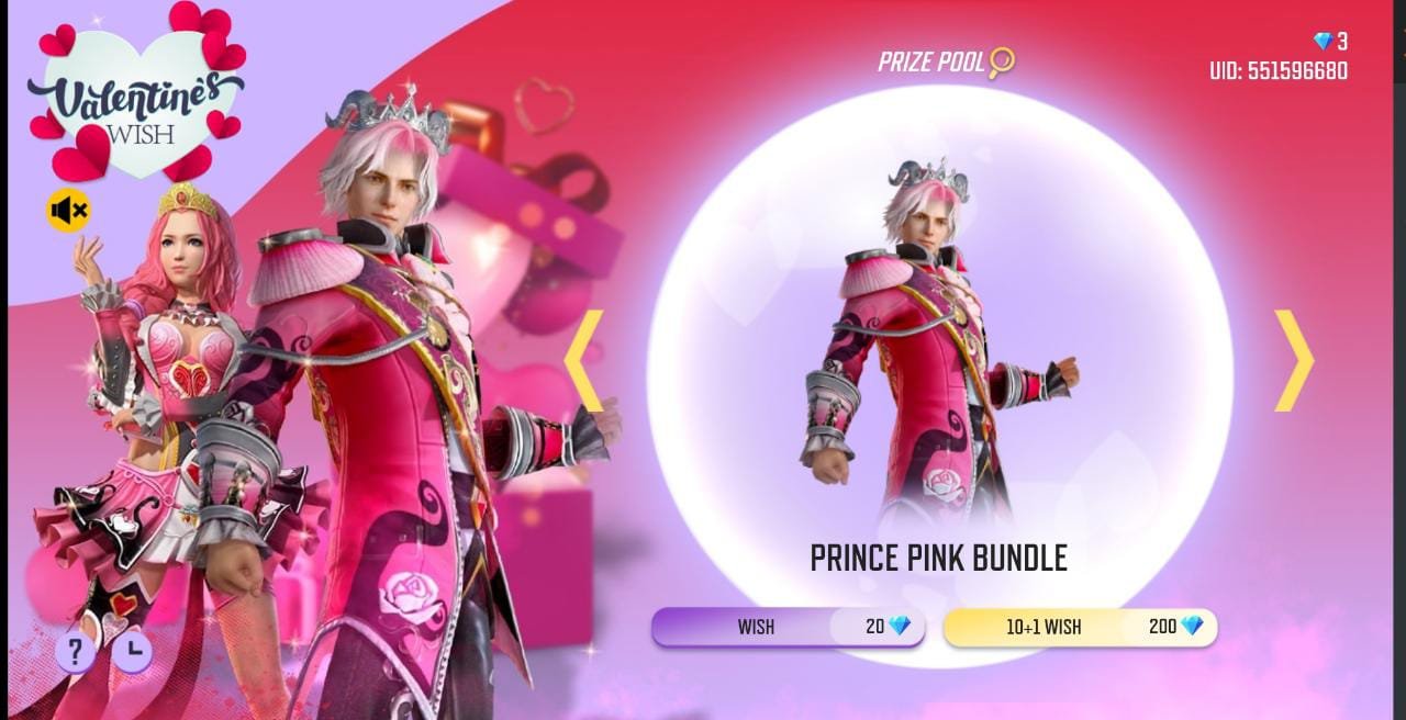 Free Fire Valentine Wish Event 2022