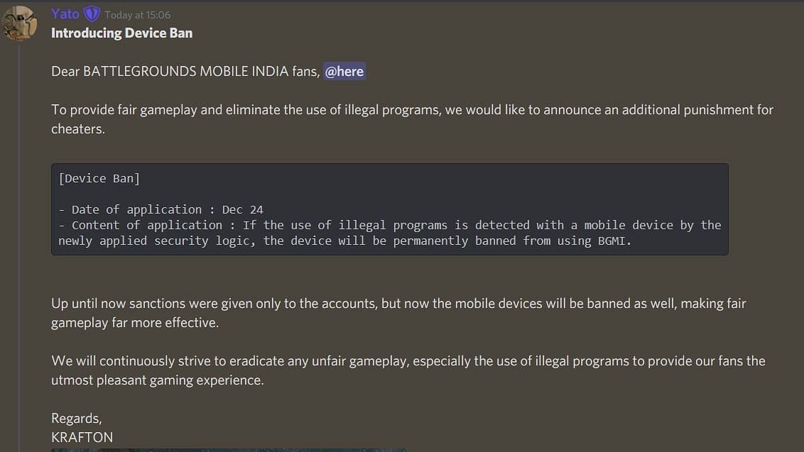 New device ban initiative (image via krafton discord)