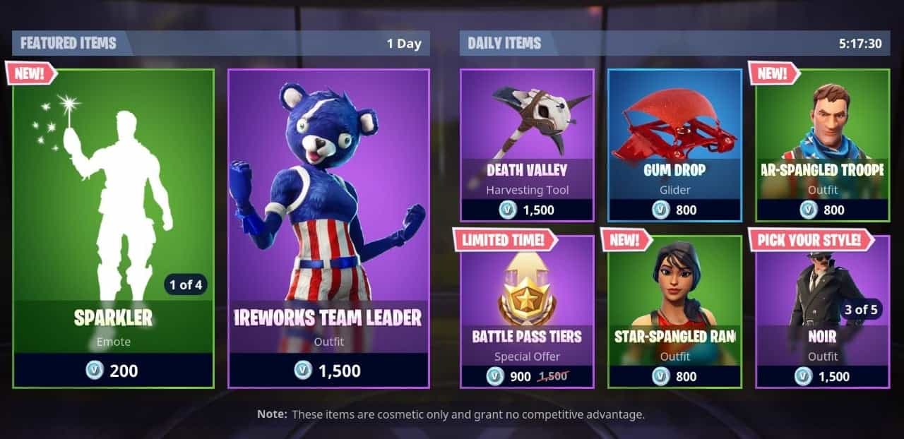 Fortnite 4th of July Skins Along With Captain America Skin