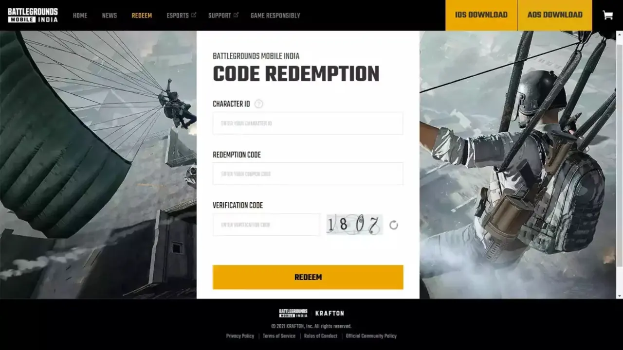 BGMI Redeem Codes Today