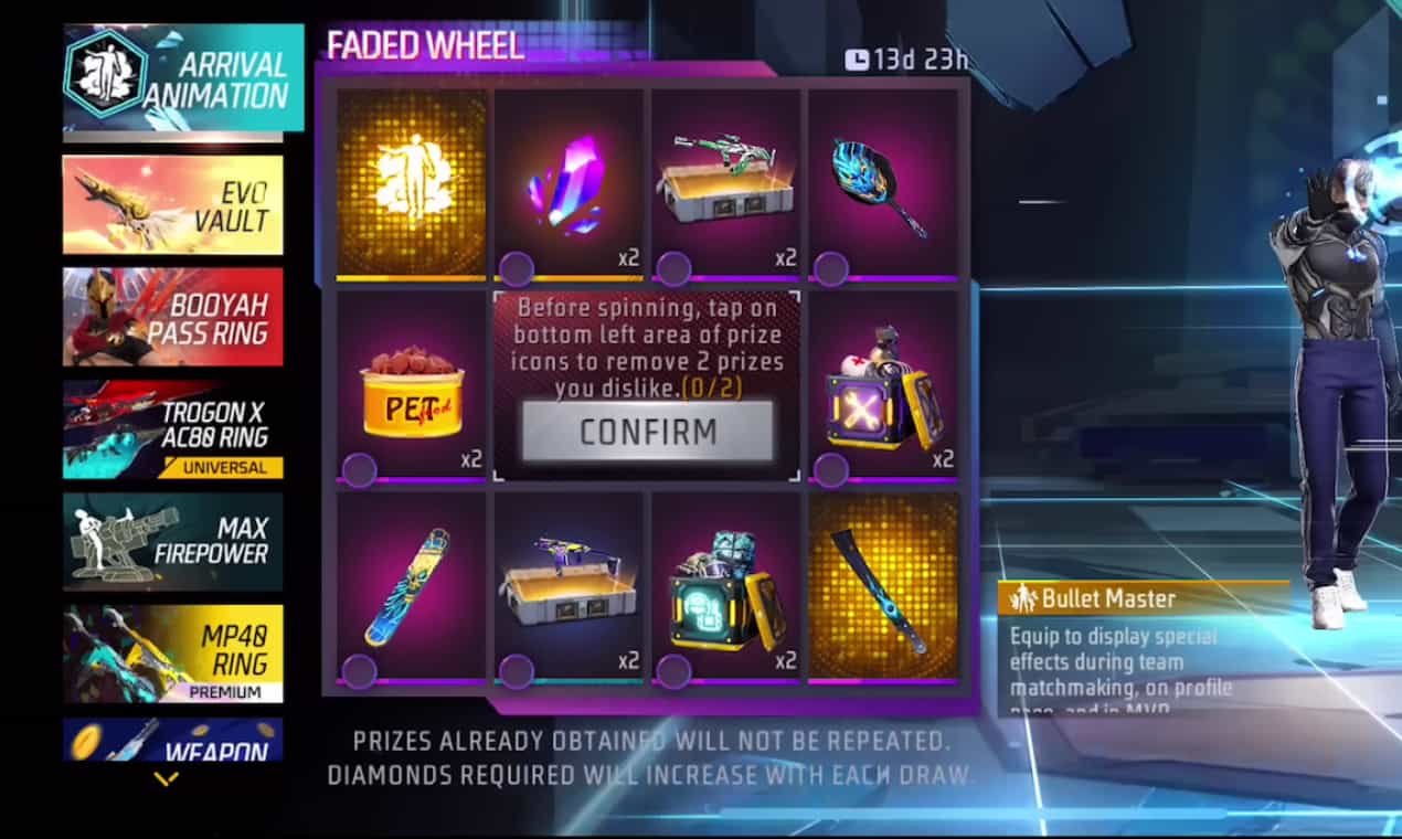 Free Fire June 2025 Faded Wheel Brings Bullet Master Arrival Animation and Exclusive Rewards