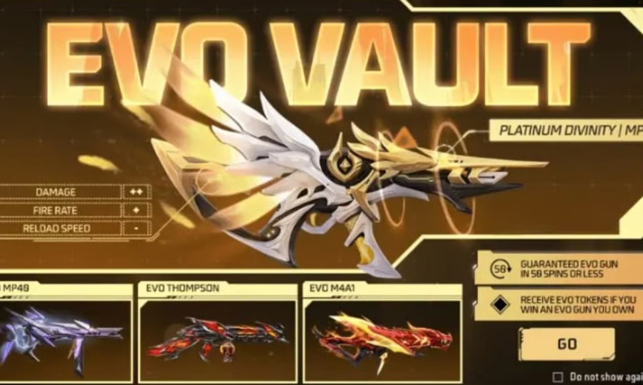 Free Fire MAX June 2025 Evo Vault Brings Back M4A1 Infernal Draco, MP5 Divinity & More